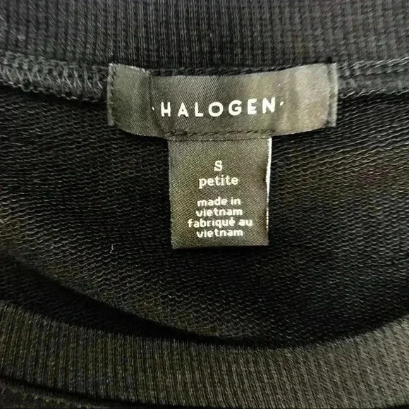HALOGEN Black Cotton Crew Neck Ruffle Sweatshirt Size SP - Picture 5 of 8